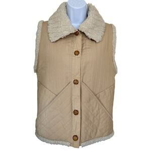 Vintage 70s 80s Boho Western Ranch Cowgirl Rodeo Quilted Shearling Sherpa Vest S